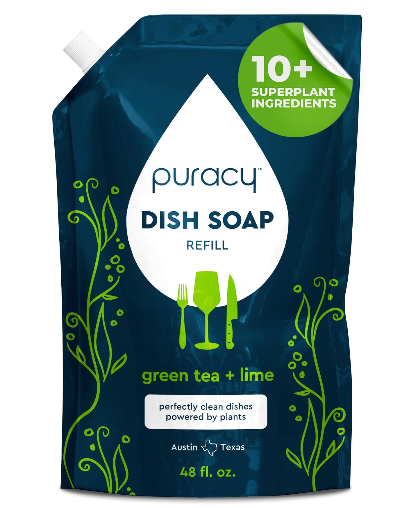 Puracy Natural Dish Soap Refill Plant-Based Liquid Dishwashing Detergent Soap