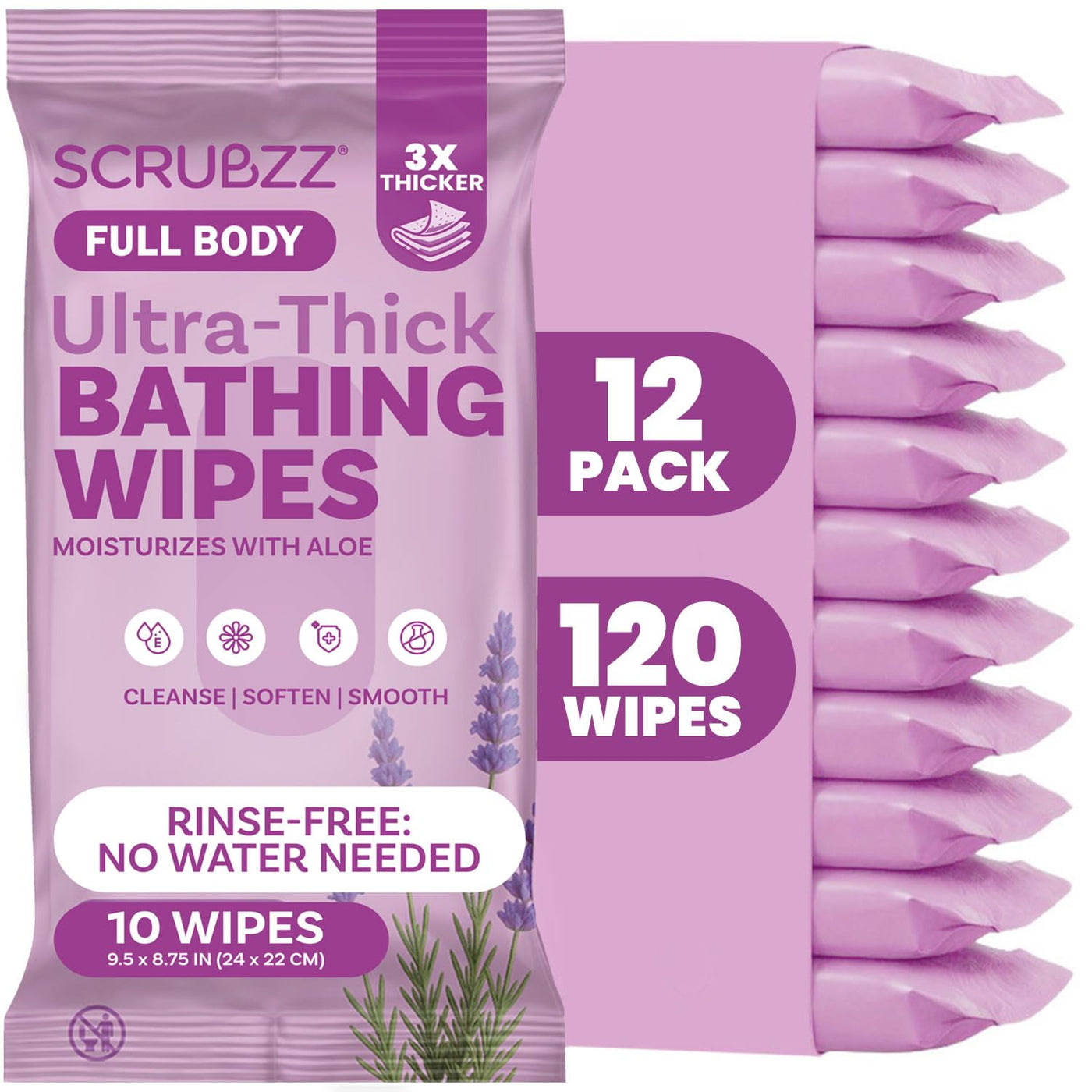 Extra Large No-Rinse Bath Wipes