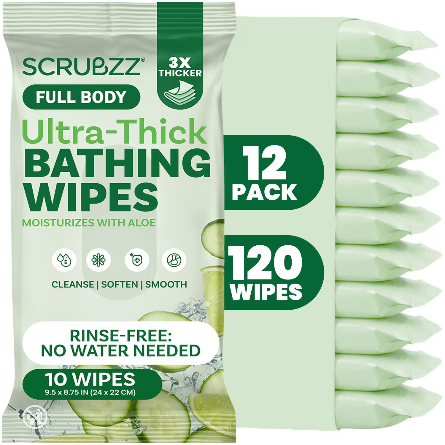 Extra Large No-Rinse Bath Wipes