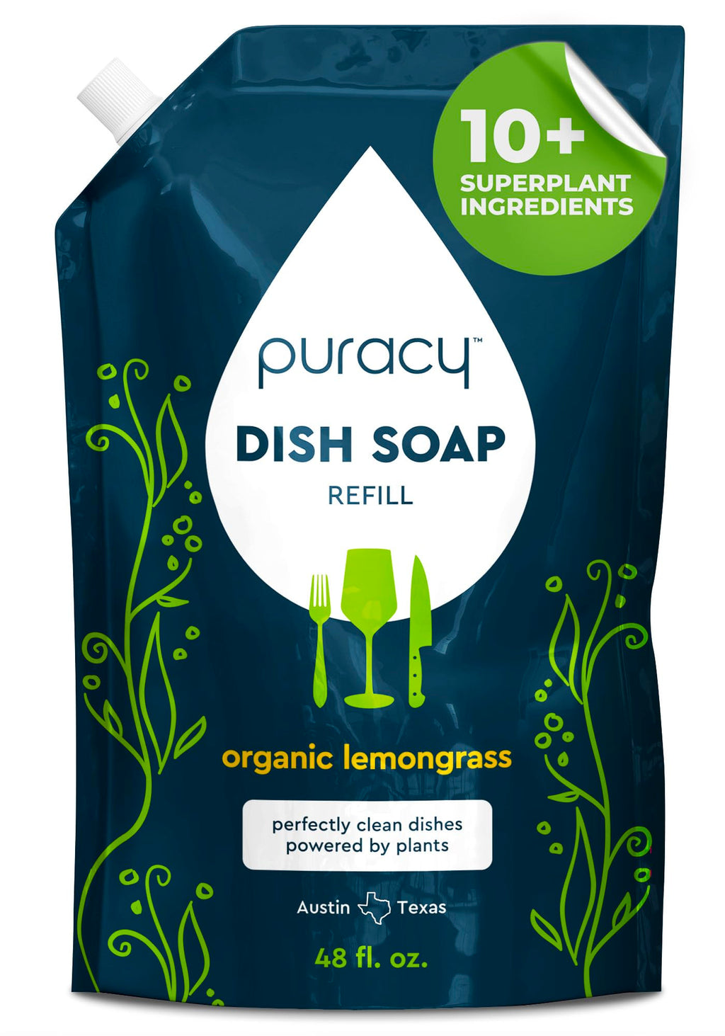 Puracy Natural Dish Soap Refill Plant-Based Liquid Dishwashing Detergent Soap