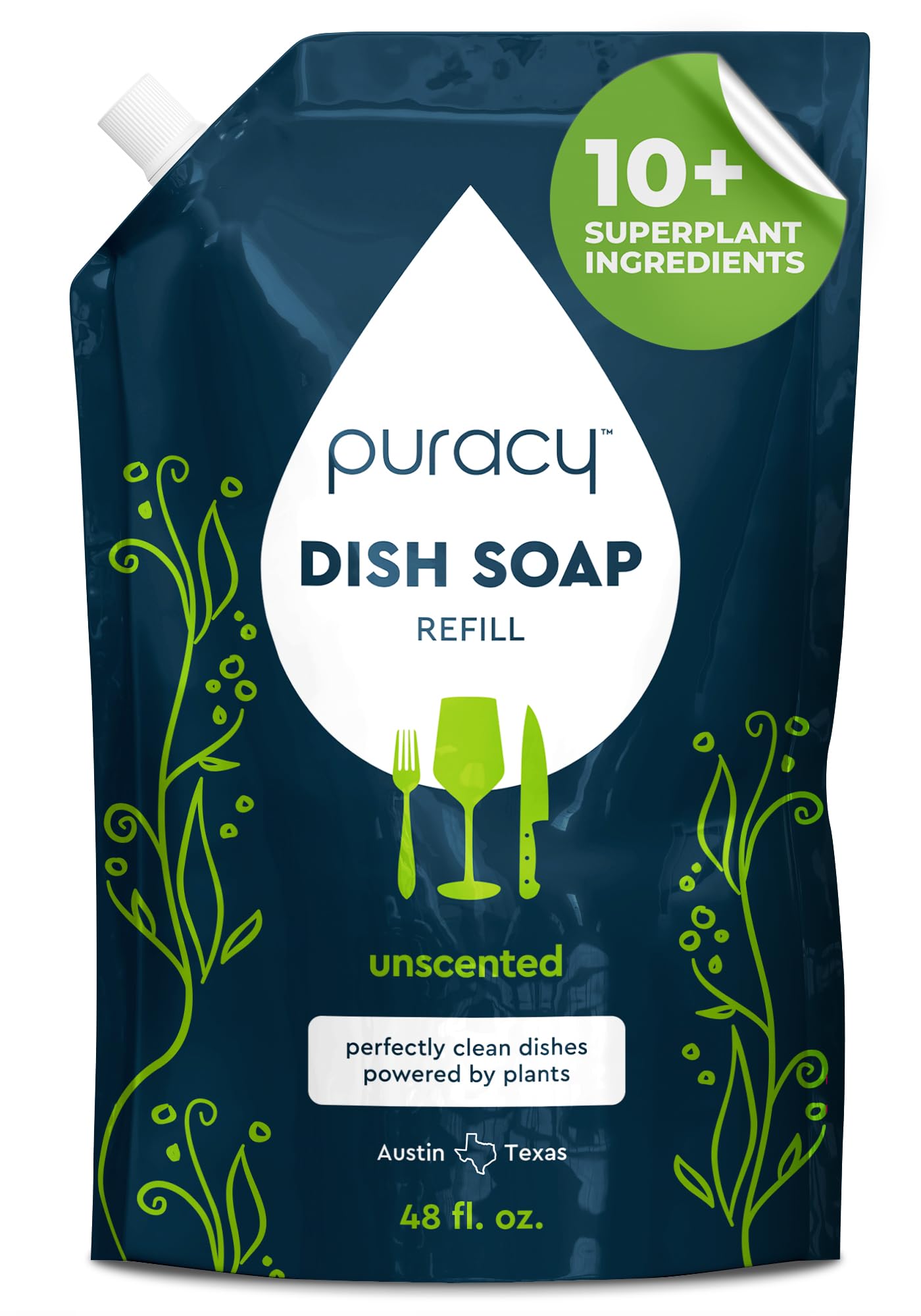 Puracy Natural Dish Soap Refill Plant-Based Liquid Dishwashing Detergent Soap