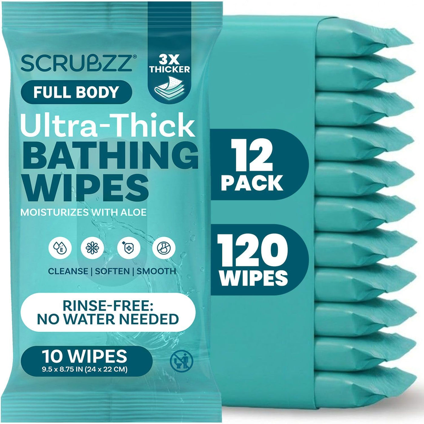 Extra Large No-Rinse Bath Wipes