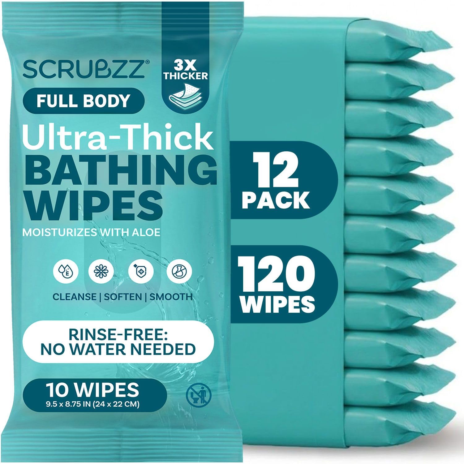 Extra Large No-Rinse Bath Wipes