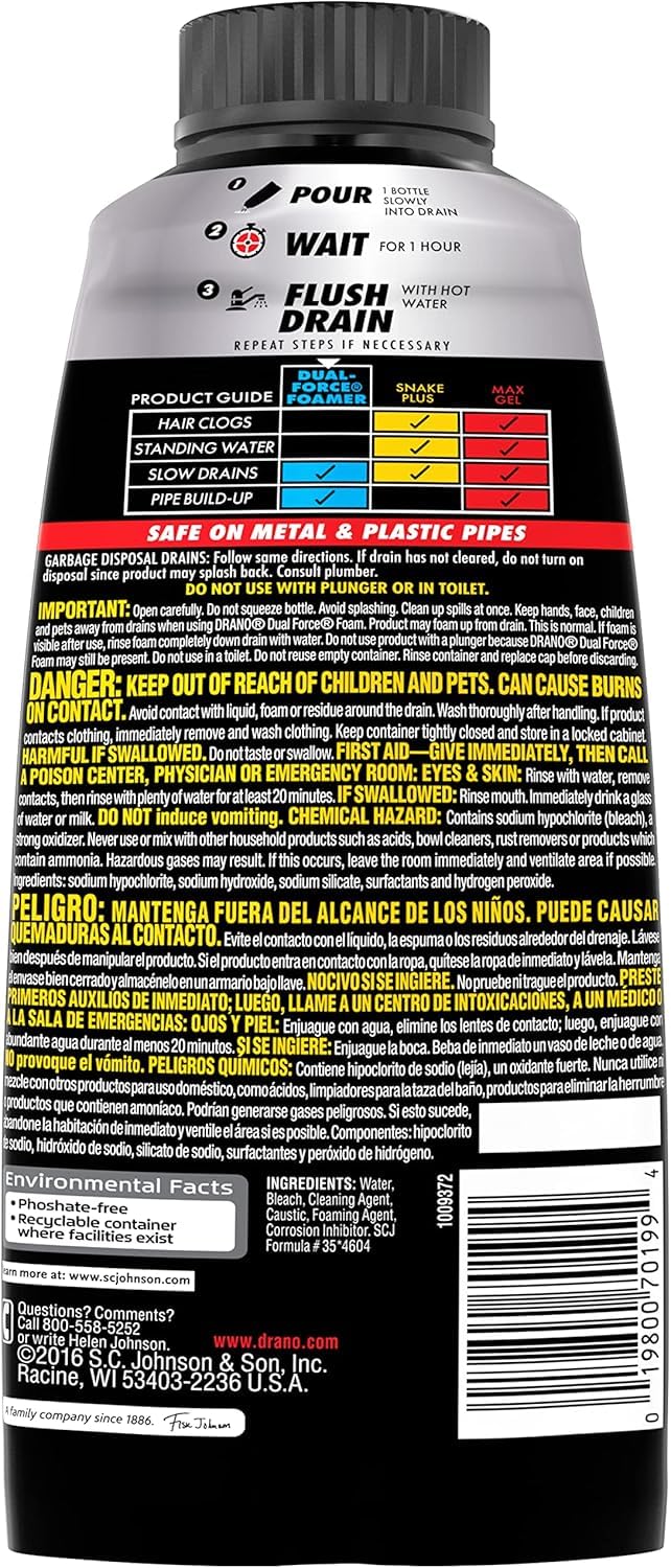 Drano Dual-Force Foamer Clog Remover