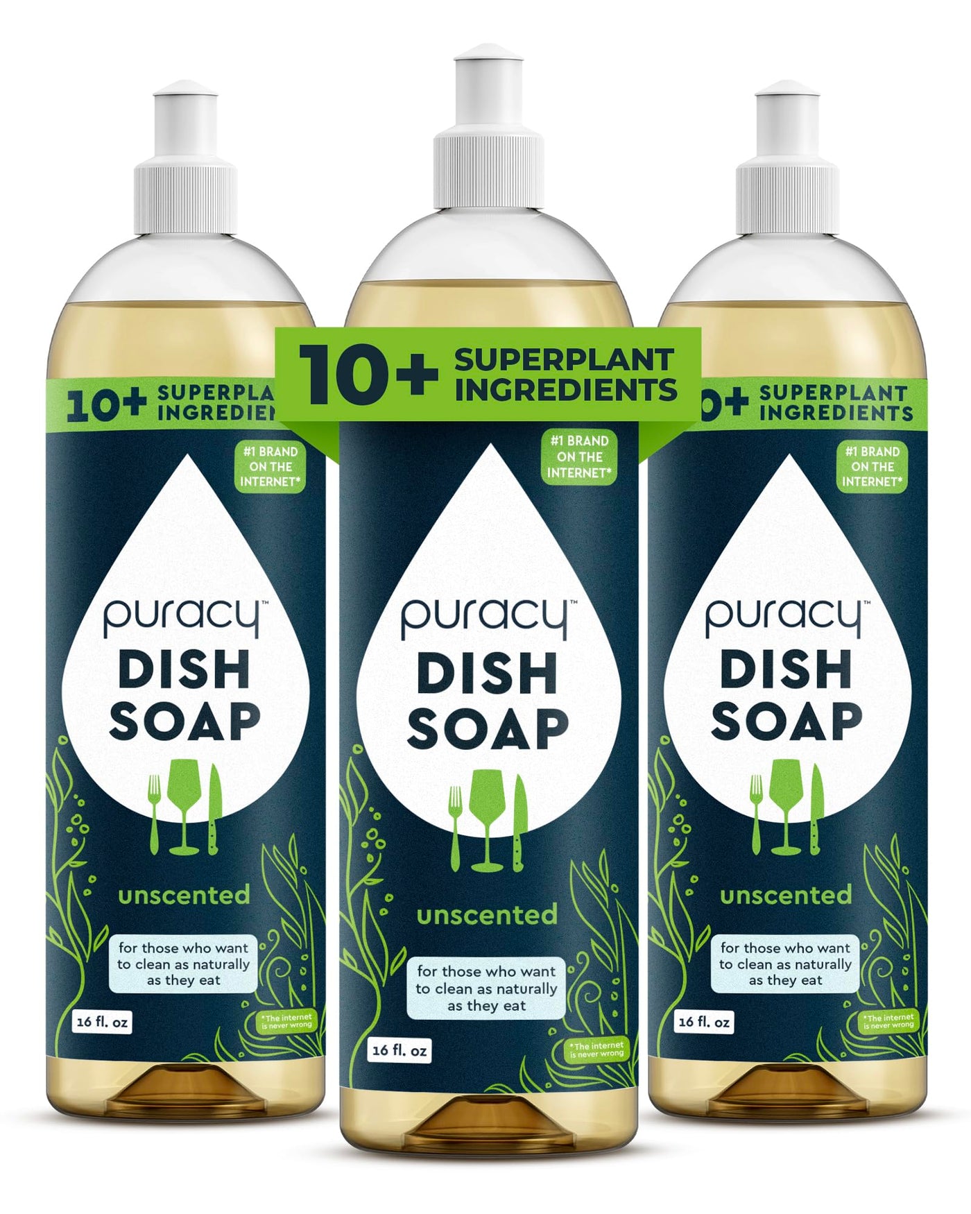 Puracy Natural Dish Soap Refill Plant-Based Liquid Dishwashing Detergent Soap