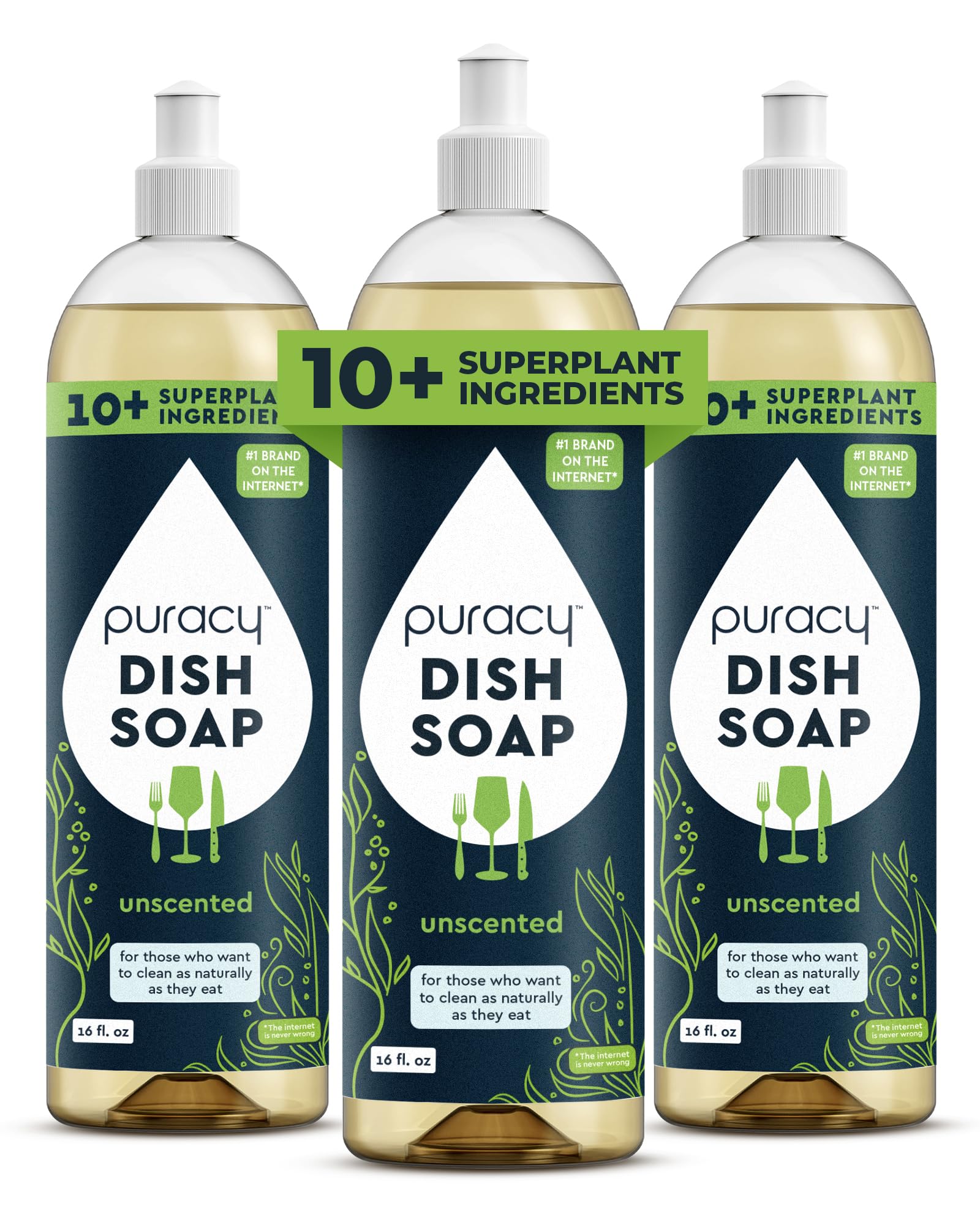 Puracy Natural Dish Soap Refill Plant-Based Liquid Dishwashing Detergent Soap