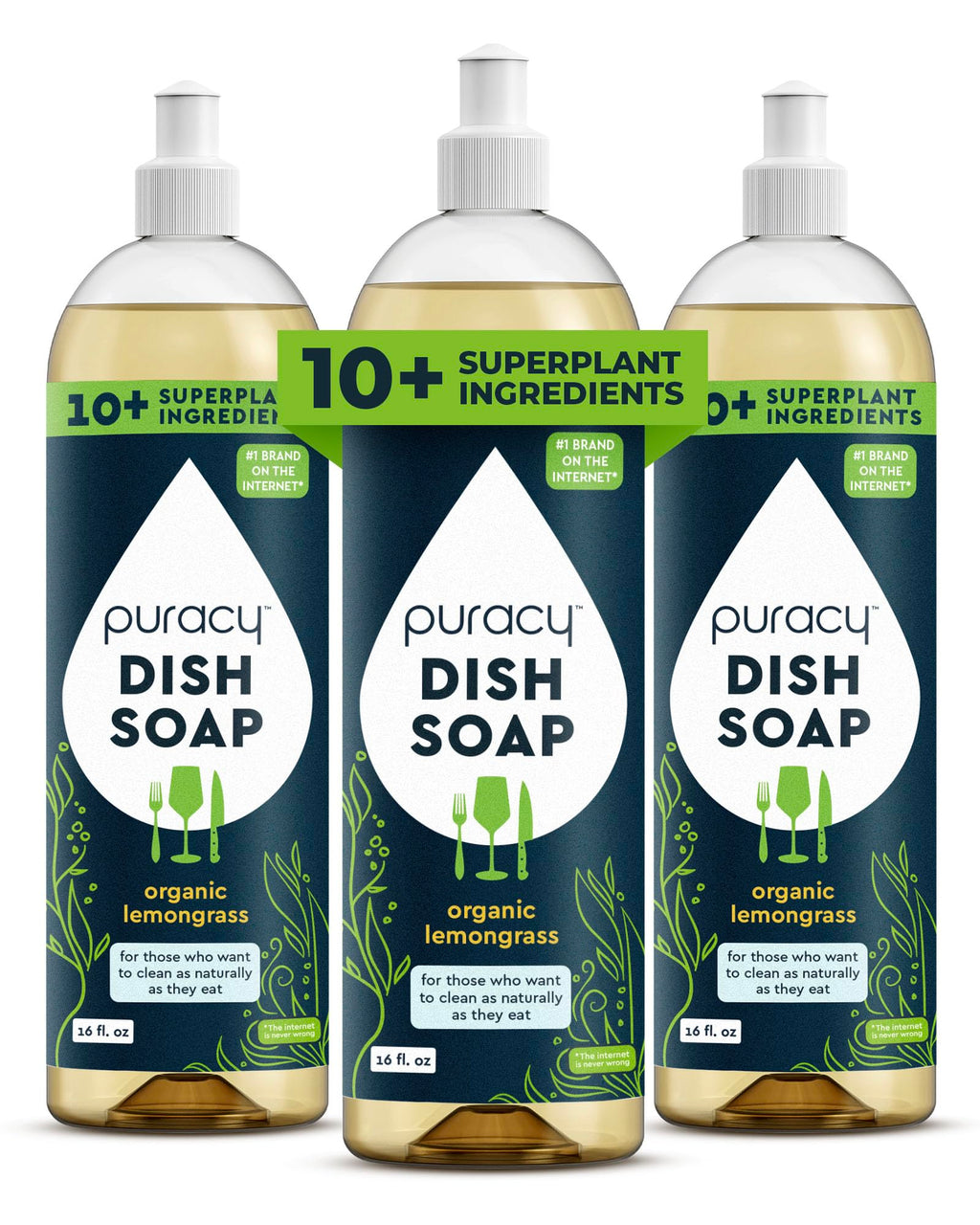 Puracy Natural Dish Soap Refill Plant-Based Liquid Dishwashing Detergent Soap
