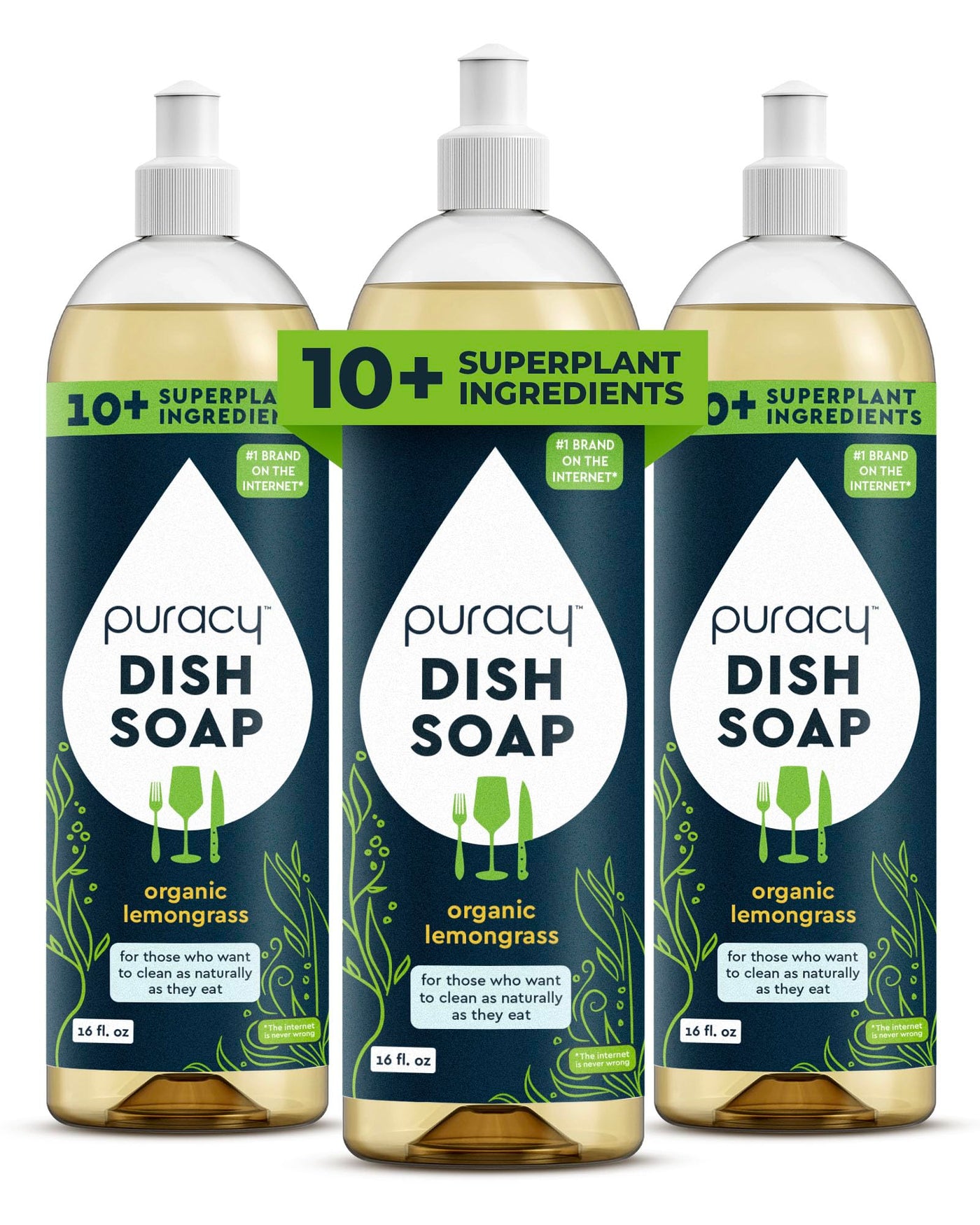 Puracy Natural Dish Soap Refill Plant-Based Liquid Dishwashing Detergent Soap