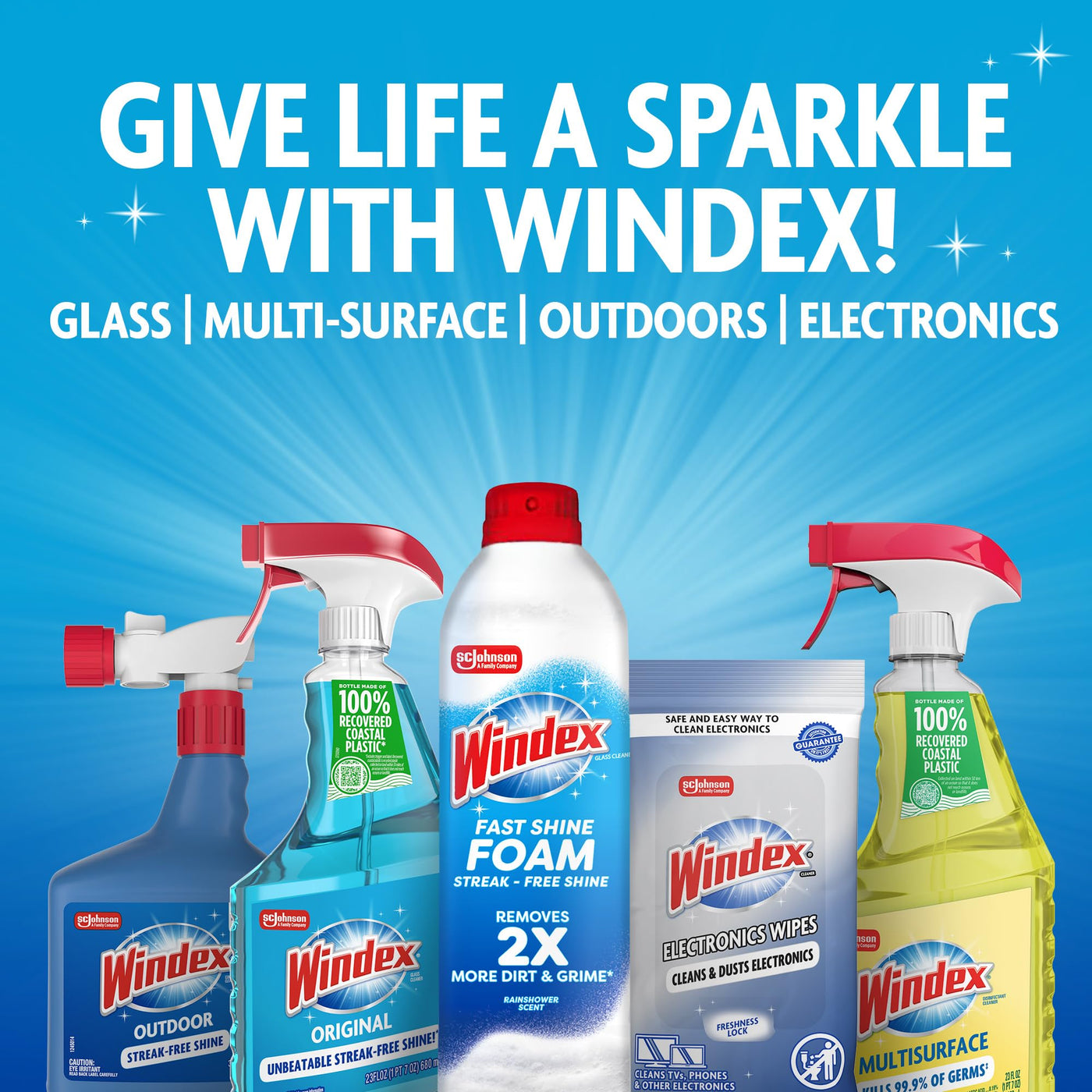 Windex Vinegar Glass and Surface Cleaner Spray Bottle Set