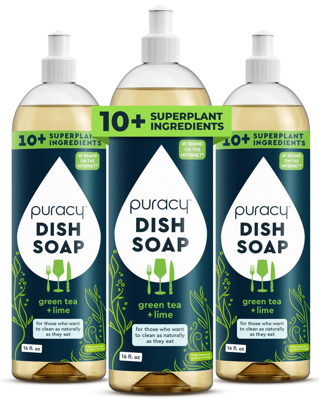 Puracy Natural Dish Soap Refill Plant-Based Liquid Dishwashing Detergent Soap
