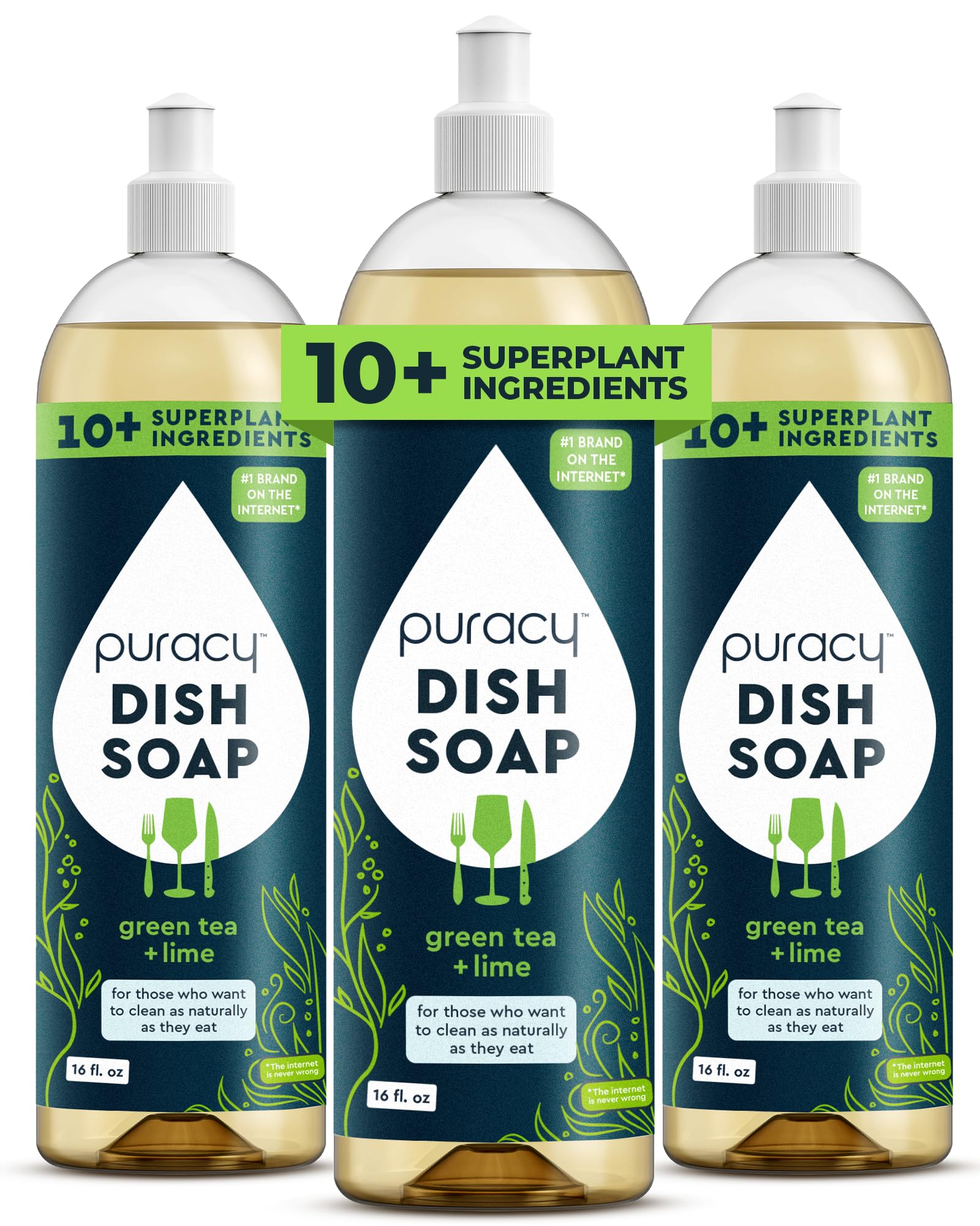 Puracy Natural Dish Soap Refill Plant-Based Liquid Dishwashing Detergent Soap